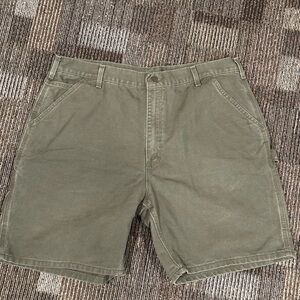 Vintage Carhartt Carpenter Shorts Mens B25 Moss Green Workwear Measures Size 39